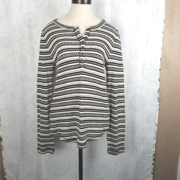 Lucky Brand Tops - Lucky Brand Chloe black white thermal Lg EUC